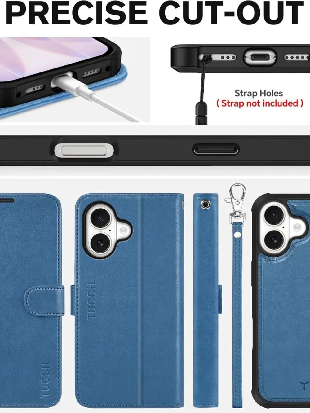iPhone 17 Detachable Wallet Case RFID 4 Card MagSafe Light Blue